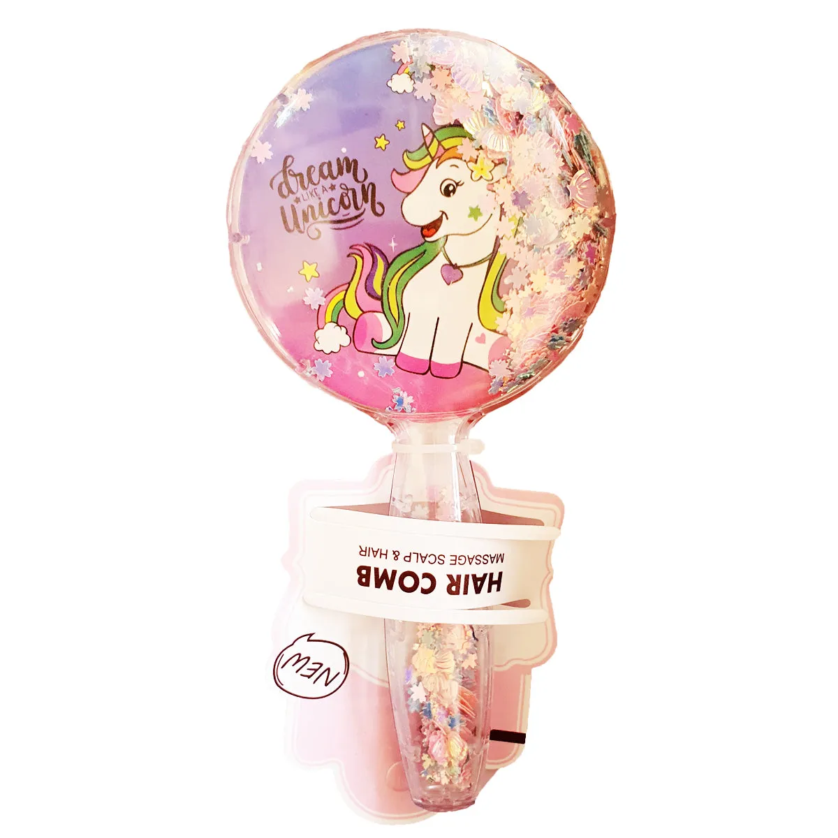 Shimmer Round Haircomb - Magical Unicorn