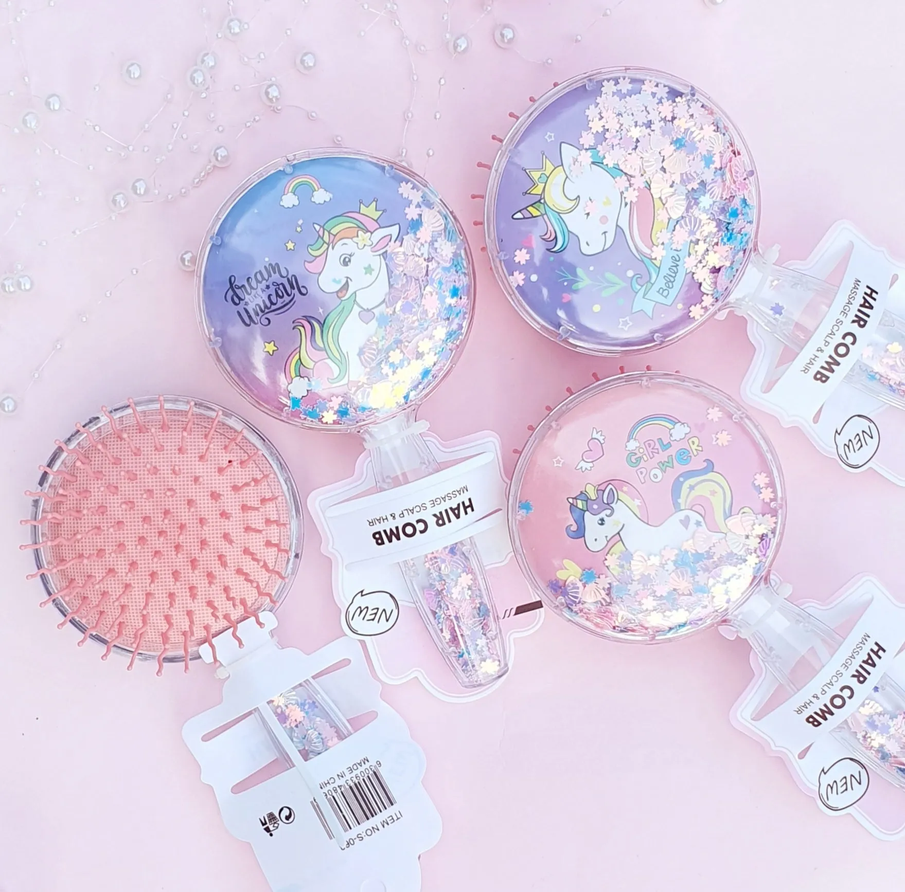 Shimmer Round Haircomb - Magical Unicorn