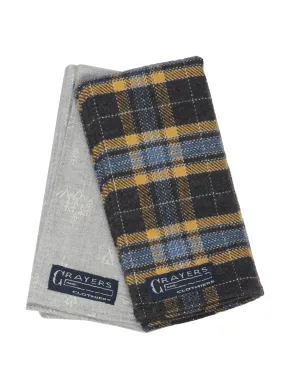 Tartan and Gray Pocket Squares - Charcoal