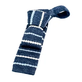 Westfield Knitted Linen Tie, Grey / White / Blue