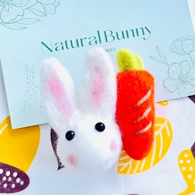 Wool Felt Rabbit / Carrot Brooch